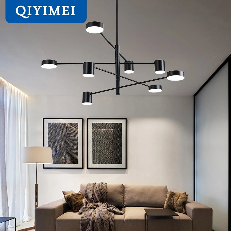 New Modern LED Chandelier Lights Bedroom Living Dining Room Gold Black Indoor Fixture Lighting