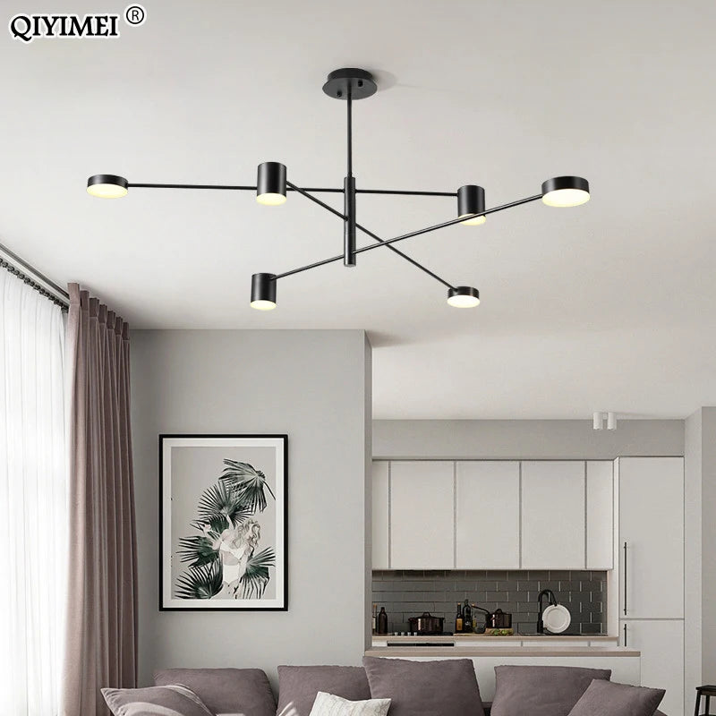 New Modern LED Chandelier Lights Bedroom Living Dining Room Gold Black Indoor Fixture Lighting