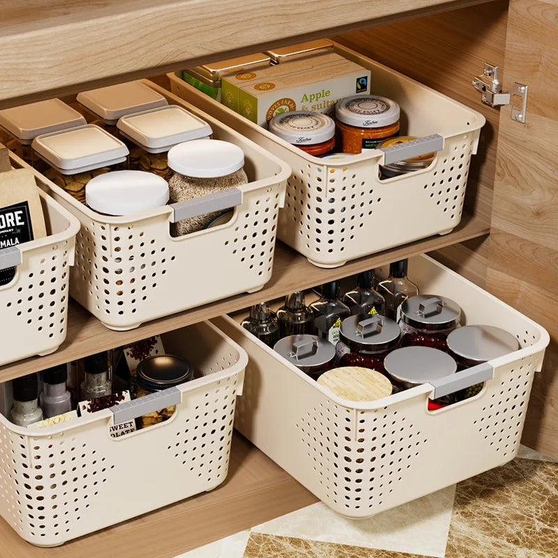 Large Plastic Rectangular Storage Box for Kitchen Nursery Toy Organizer Desktop Basket for Miscellaneous