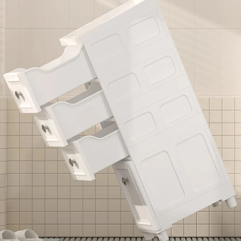 Narrow Storage Cabinet with Drawers & Wheels 14/18cm Bathroom Kitchen Organizer Waterproof