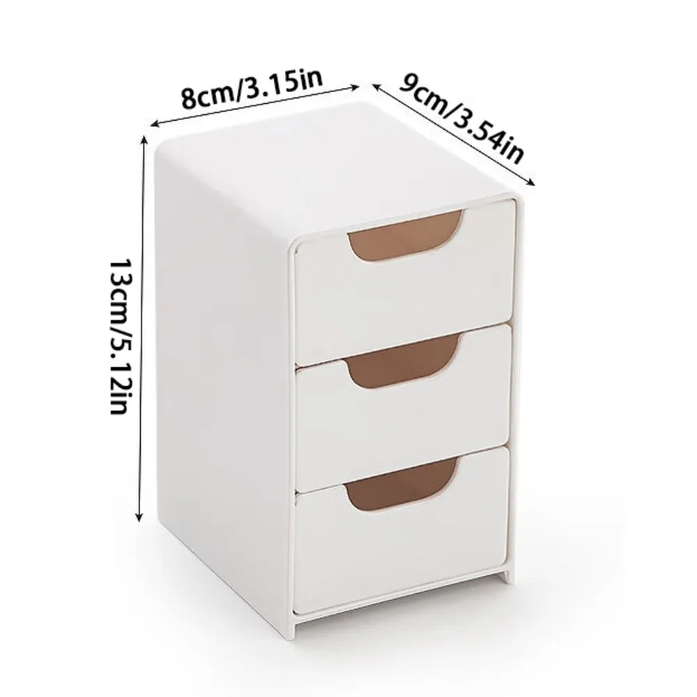 3-Tier Desktop Storage Box Mini Large Capacity Jewelry Box Drawer Style Divider Box