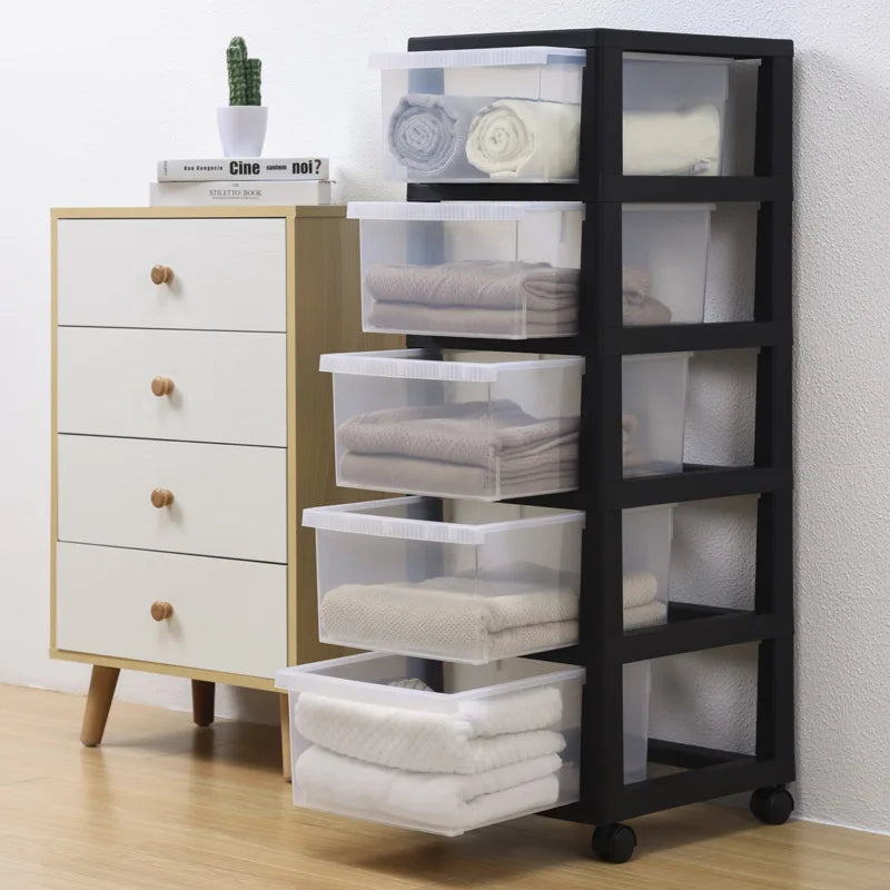 3/4/5 Layers Multi-layer Storage Box Plastic Drawer  Portable Documents Clothes Cabinet Strong