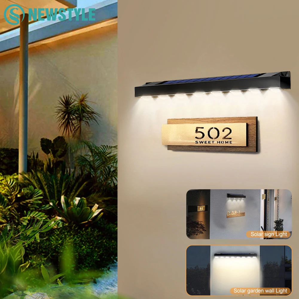Outdoor LED Solar Wall Sign Light Garden Landscape Light 4/6/8 LED Waterproof Bright Solar Address Lights