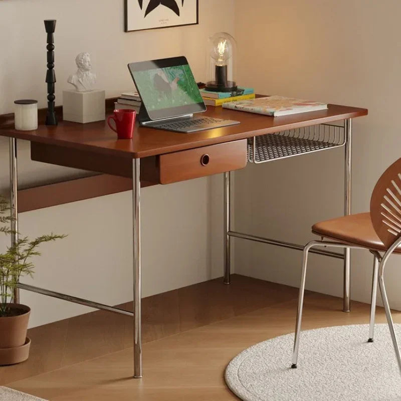 Stainless Steel Antique Style Study Desk,computer Desk,living Room Work Desk with Drawers