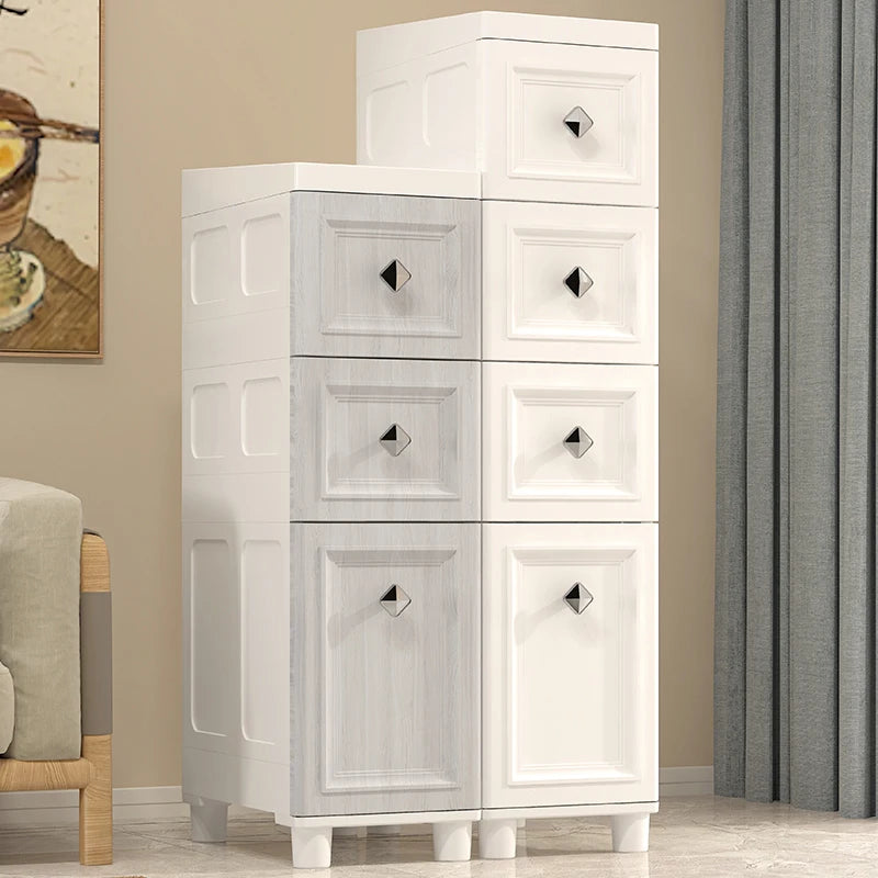 Narrow Storage Cabinet with Drawers & Wheels 14/18cm Bathroom Kitchen Organizer Waterproof