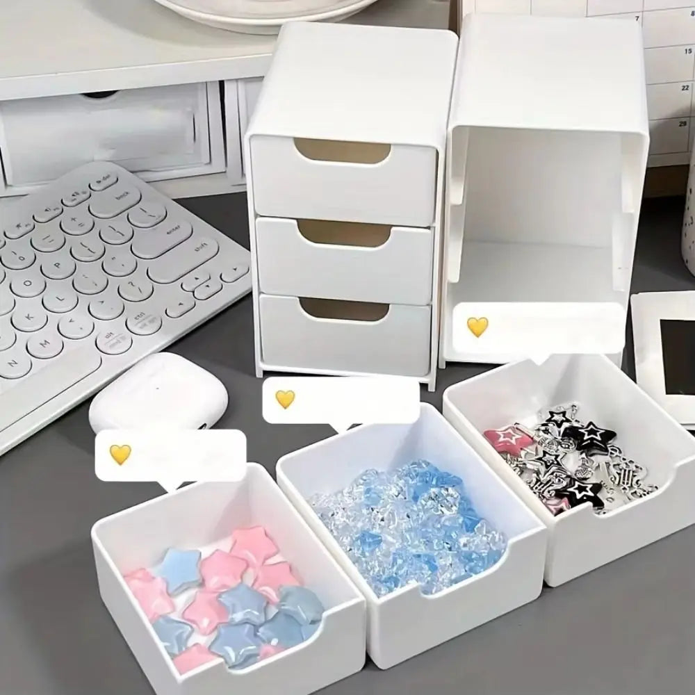 3-Tier Desktop Storage Box Mini Large Capacity Jewelry Box Drawer Style Divider Box