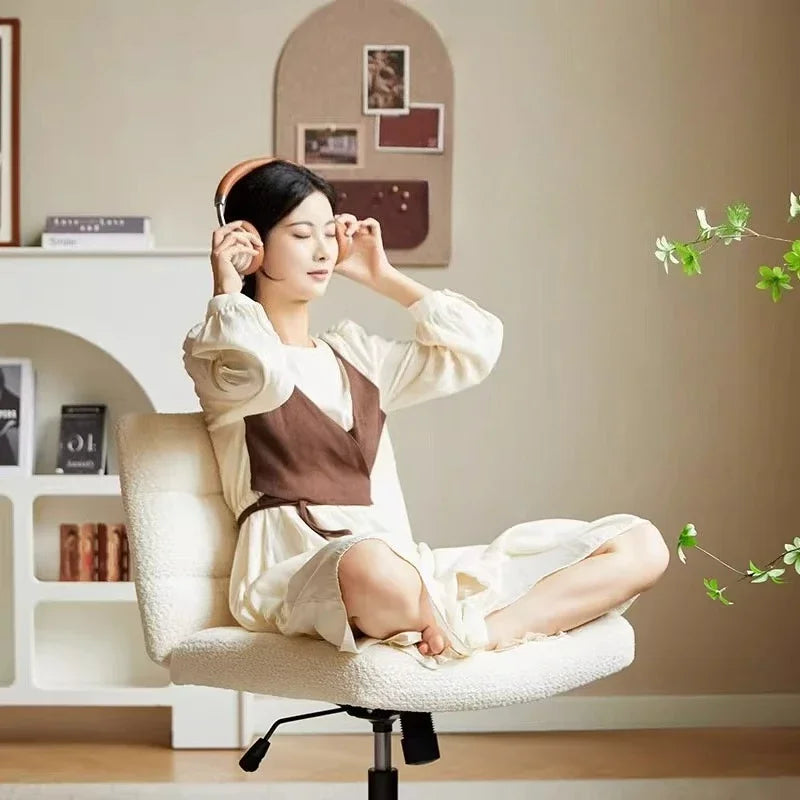 Relaxing Chair With A Backrest Rocking Lift Velvet Bedroom Cream Wind Dressing Chair Vanity