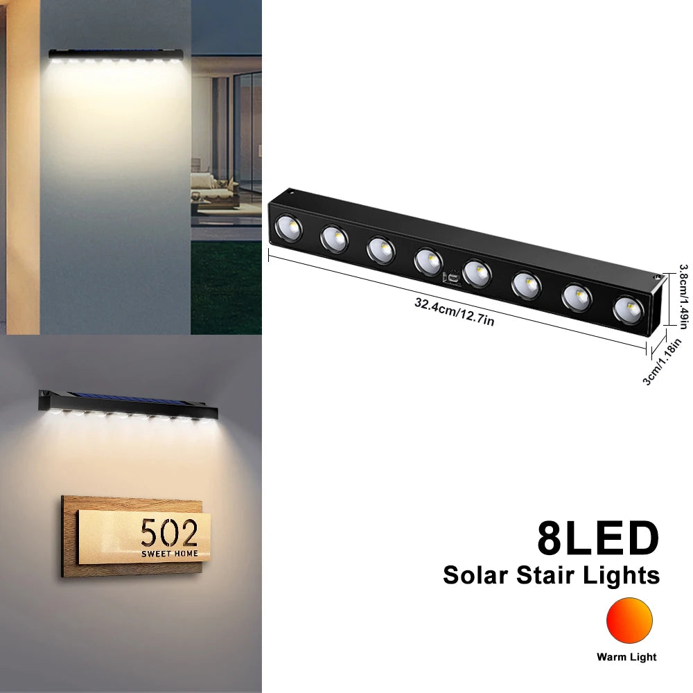 Outdoor LED Solar Wall Sign Light Garden Landscape Light 4/6/8 LED Waterproof Bright Solar Address Lights