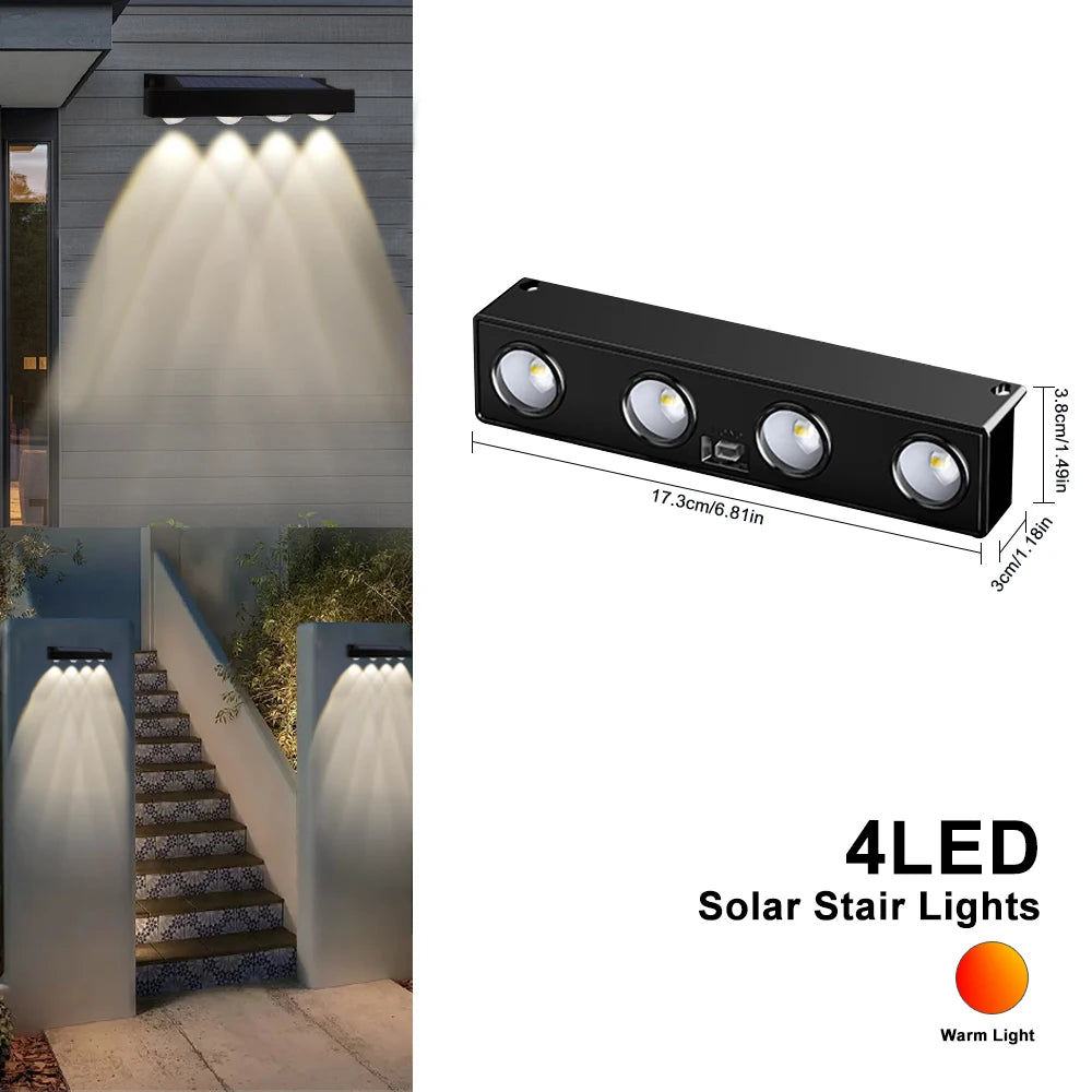 Outdoor LED Solar Wall Sign Light Garden Landscape Light 4/6/8 LED Waterproof Bright Solar Address Lights