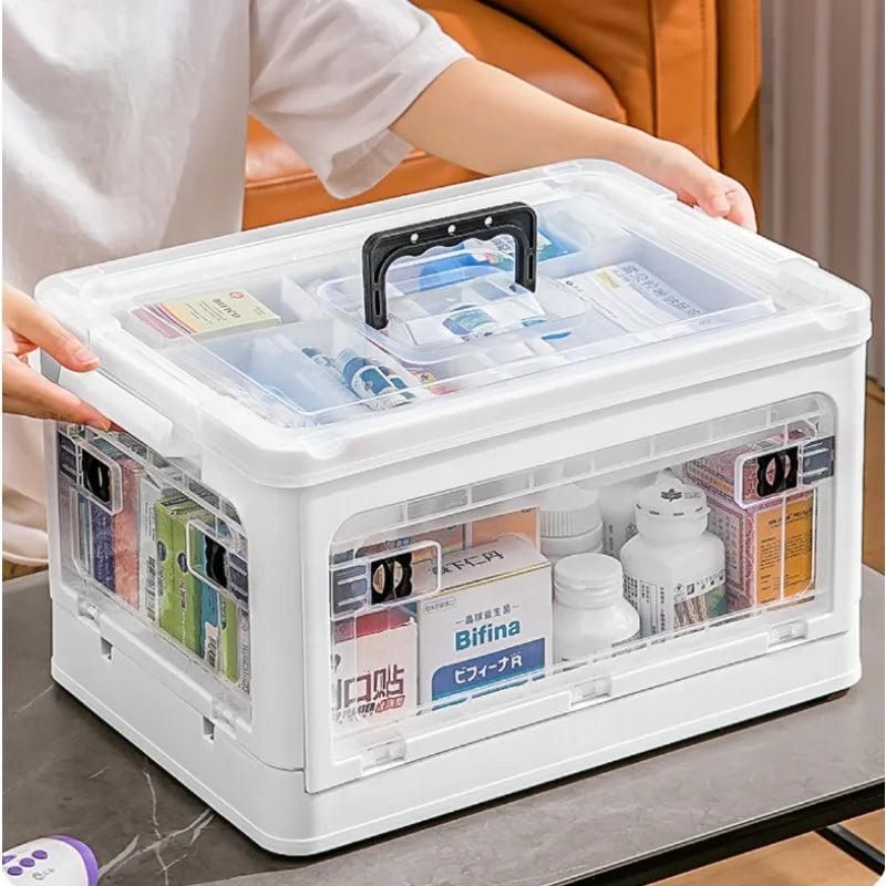 Medicine  Large Capacity Household Storage Box Transparent Emergency Medicine Box Foldable