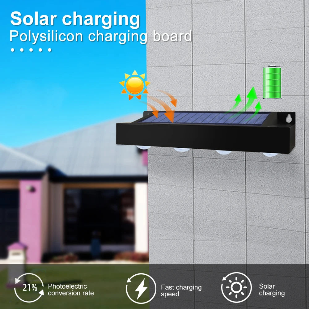 Outdoor LED Solar Wall Sign Light Garden Landscape Light 4/6/8 LED Waterproof Bright Solar Address Lights