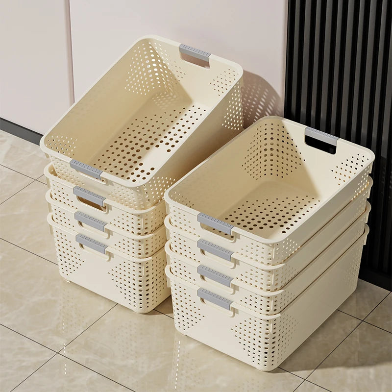 Large Plastic Rectangular Storage Box for Kitchen Nursery Toy Organizer Desktop Basket for Miscellaneous