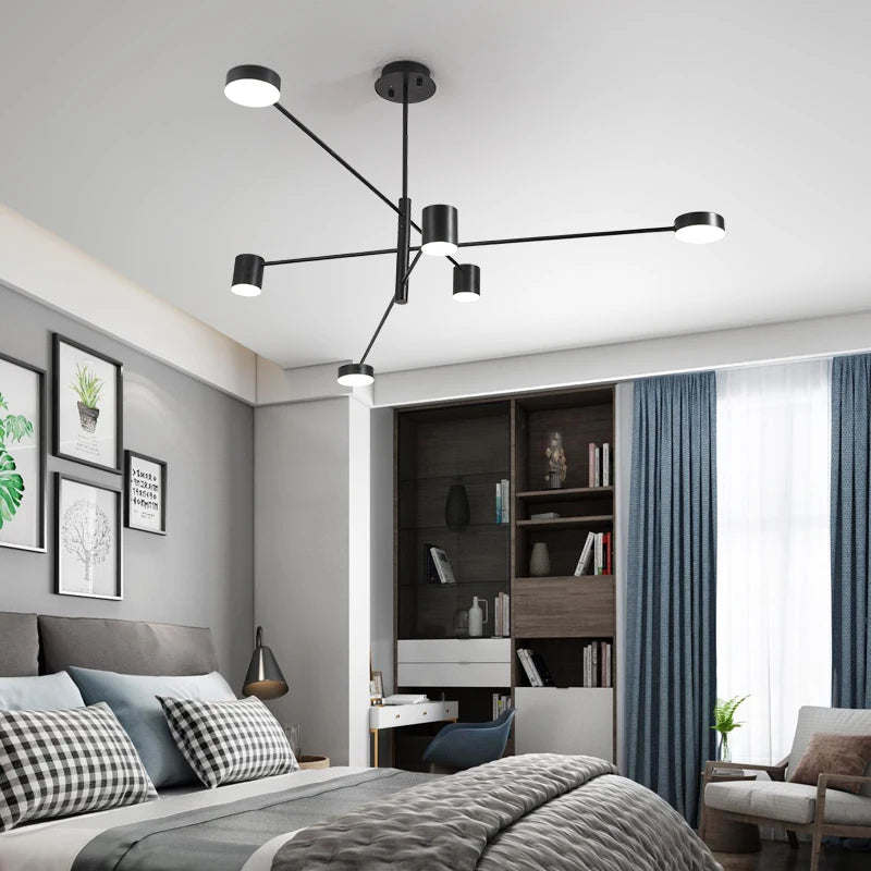 New Modern LED Chandelier Lights Bedroom Living Dining Room Gold Black Indoor Fixture Lighting