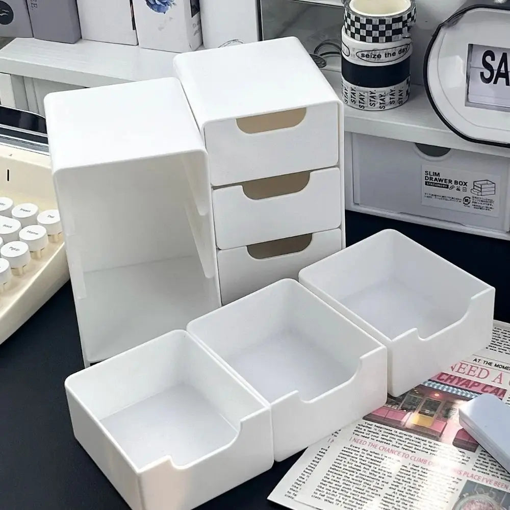 3-Tier Desktop Storage Box Mini Large Capacity Jewelry Box Drawer Style Divider Box