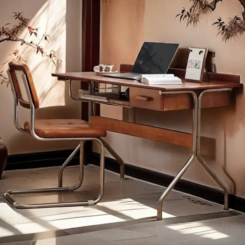 Stainless Steel Antique Style Study Desk,computer Desk,living Room Work Desk with Drawers