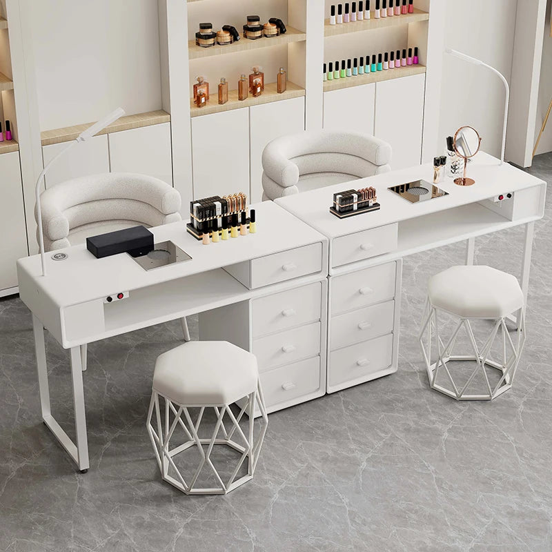 Salon Nail Stylist Desk Professional LED Light Nail Manicure Table Beauty Manicure Equipment