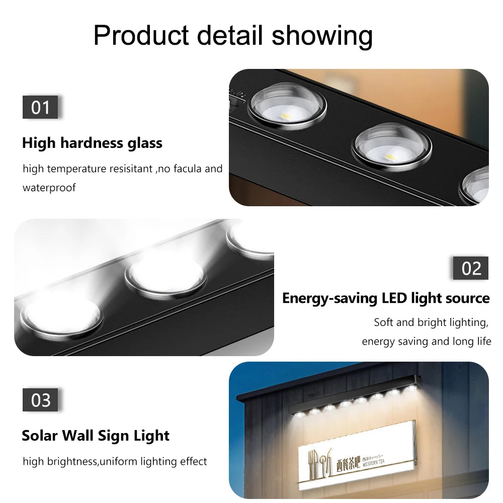 Outdoor LED Solar Wall Sign Light Garden Landscape Light 4/6/8 LED Waterproof Bright Solar Address Lights