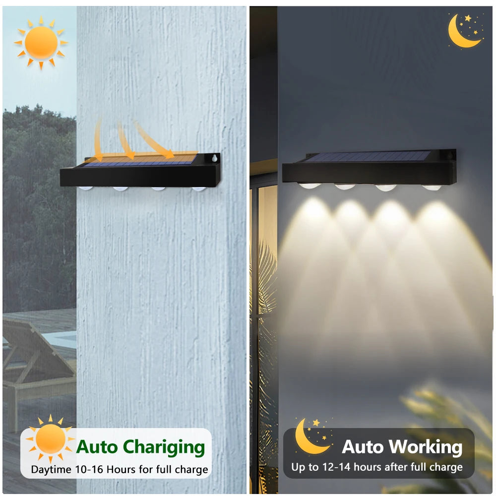 Outdoor LED Solar Wall Sign Light Garden Landscape Light 4/6/8 LED Waterproof Bright Solar Address Lights