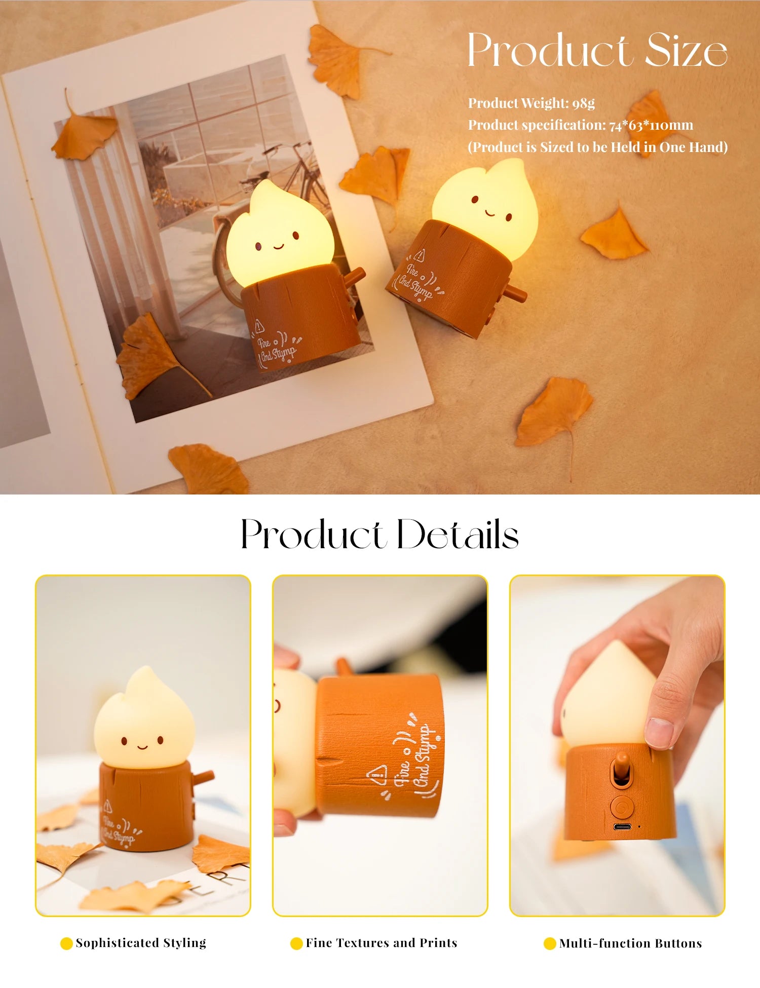 Flameless Candles Night Light Cute Sleeping Nightlights Dimmable 2 Lighting Modes Bedside Lamp