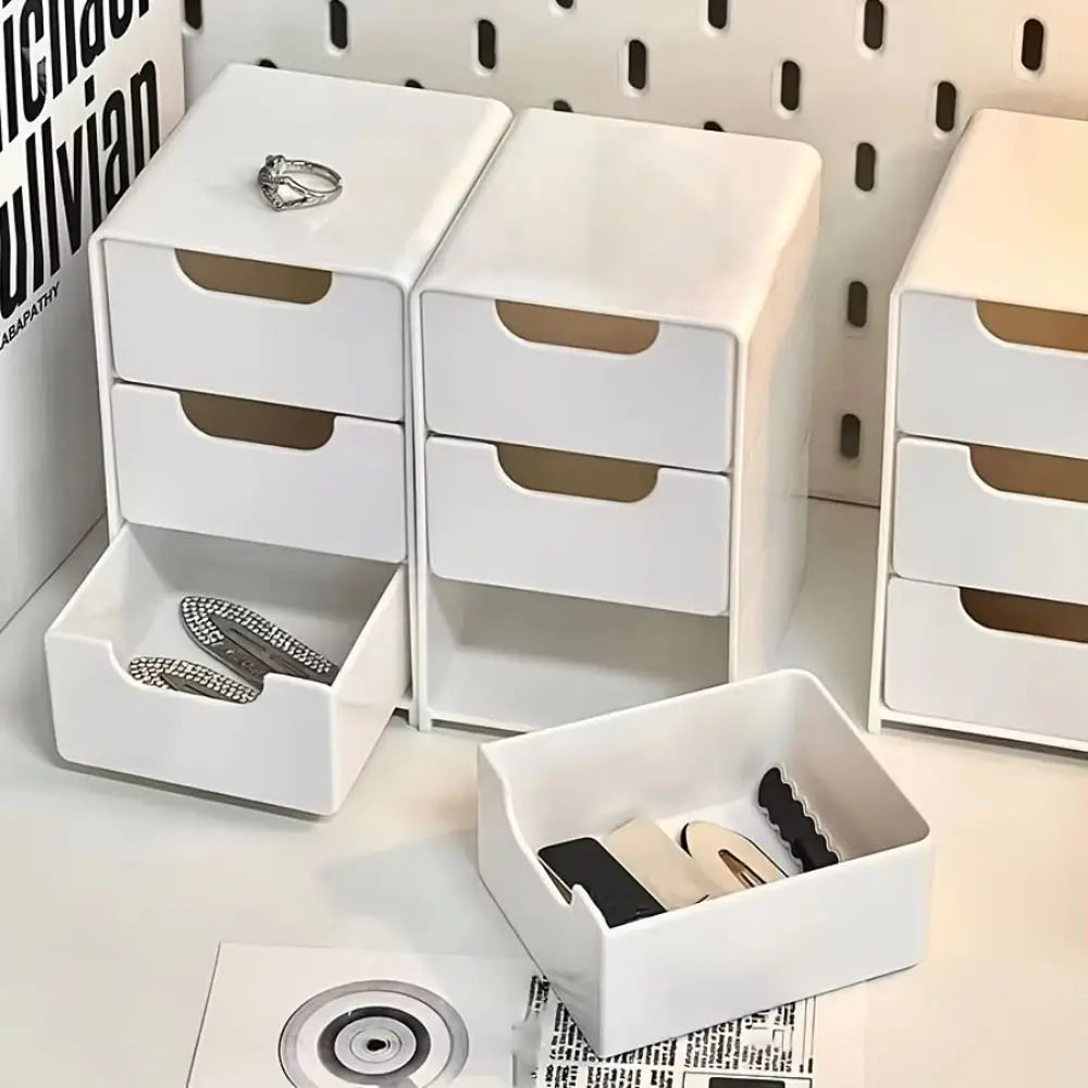 3-Tier Desktop Storage Box Mini Large Capacity Jewelry Box Drawer Style Divider Box