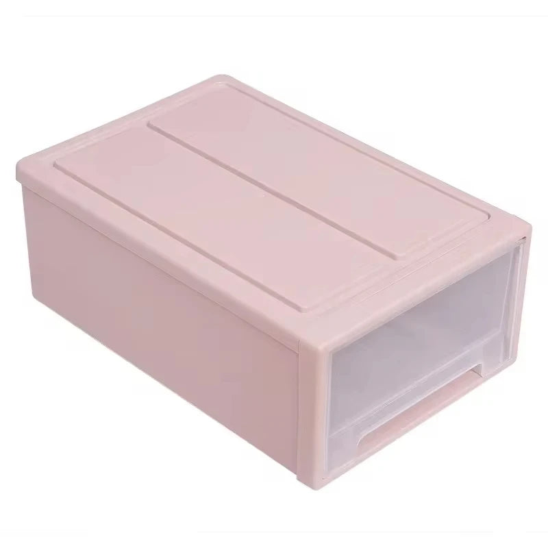 Transparent Storage Drawers Stackable Portable Wardrobe Clothes Organizer Plastic Desktop