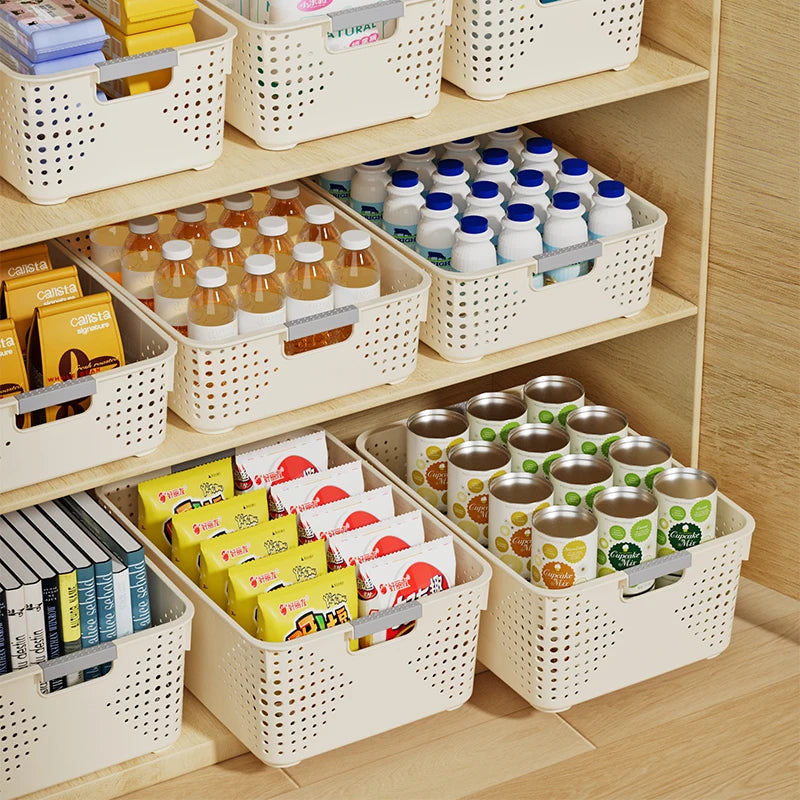 Large Plastic Rectangular Storage Box for Kitchen Nursery Toy Organizer Desktop Basket for Miscellaneous