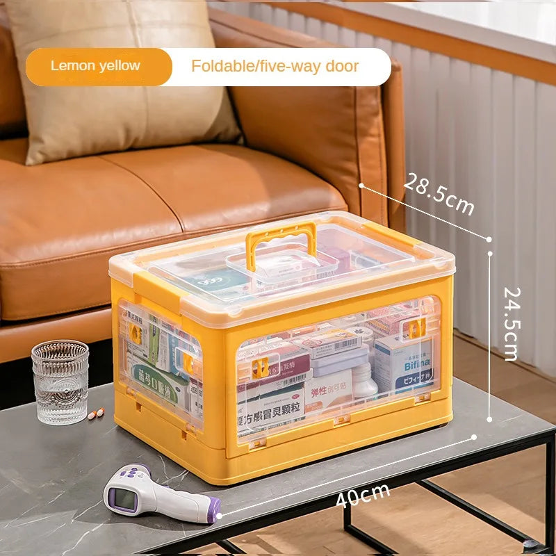 Medicine  Large Capacity Household Storage Box Transparent Emergency Medicine Box Foldable