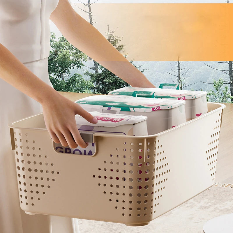 Large Plastic Rectangular Storage Box for Kitchen Nursery Toy Organizer Desktop Basket for Miscellaneous