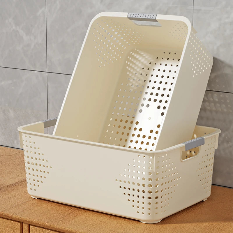 Large Plastic Rectangular Storage Box for Kitchen Nursery Toy Organizer Desktop Basket for Miscellaneous
