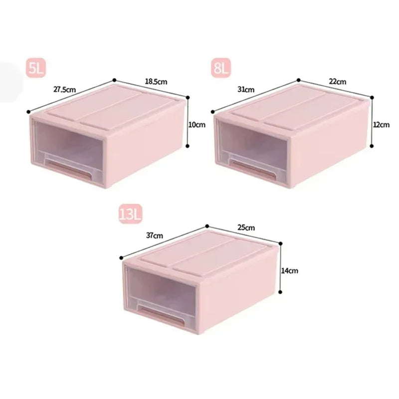 Transparent Storage Drawers Stackable Portable Wardrobe Clothes Organizer Plastic Desktop