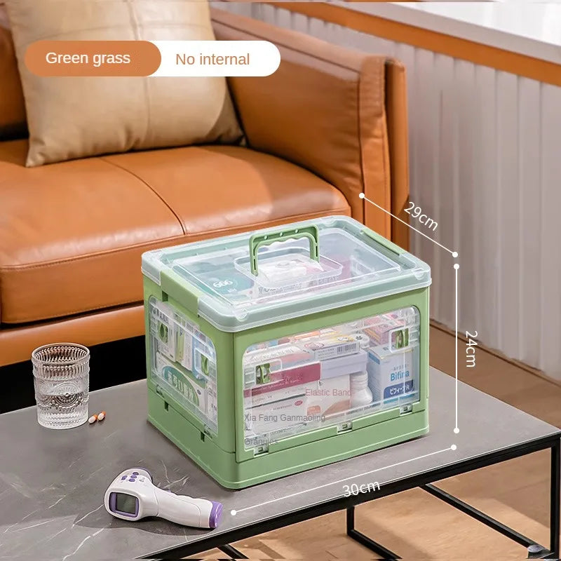 Medicine  Large Capacity Household Storage Box Transparent Emergency Medicine Box Foldable